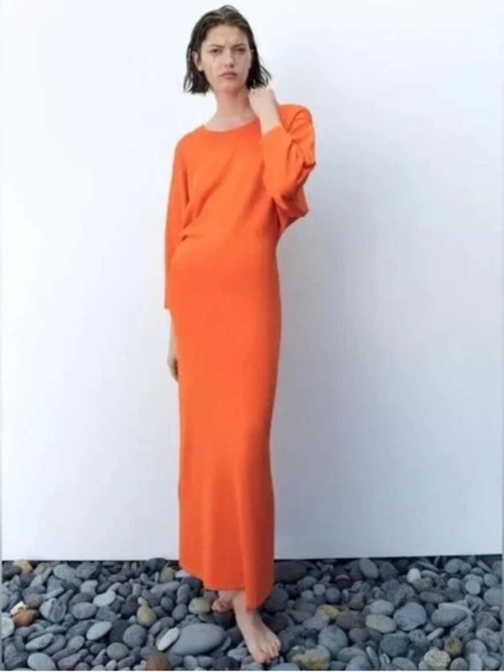 Zara Open Back Knit Maxi Dress